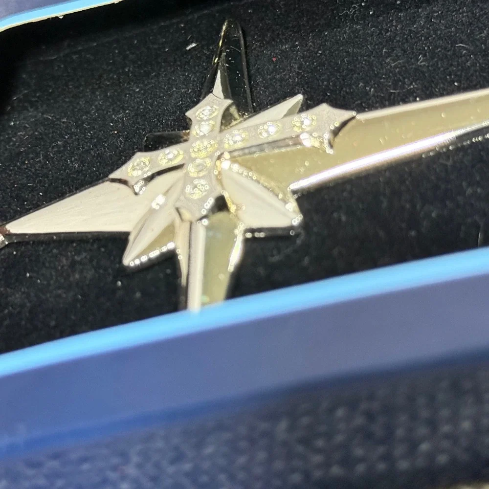 NEW Regent Square Star Cross Ornament Silver European Crystal Religious Holiday